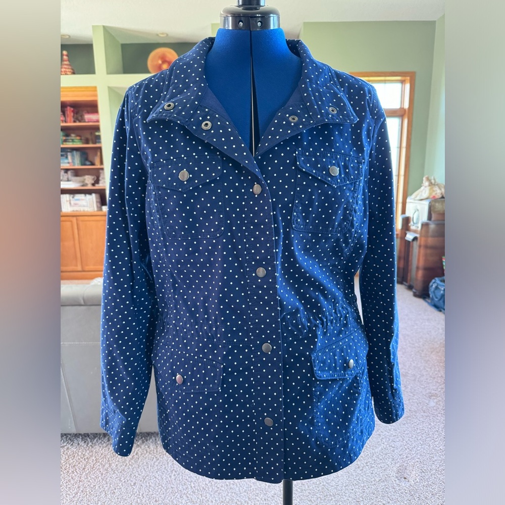 NWT Talbots navy with white polka dot spring jacket